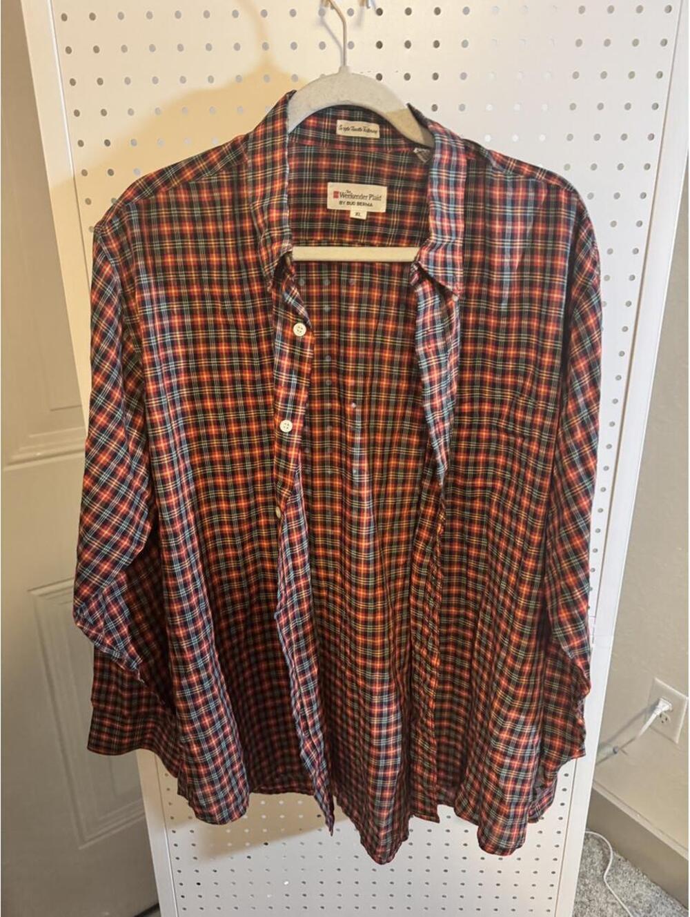 Vintage Weekender Plaid by Bud Berma Flannel Shirt | XL | Red Navy Tartan